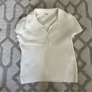 Brandy Melville Ribbed Collared Polo Top